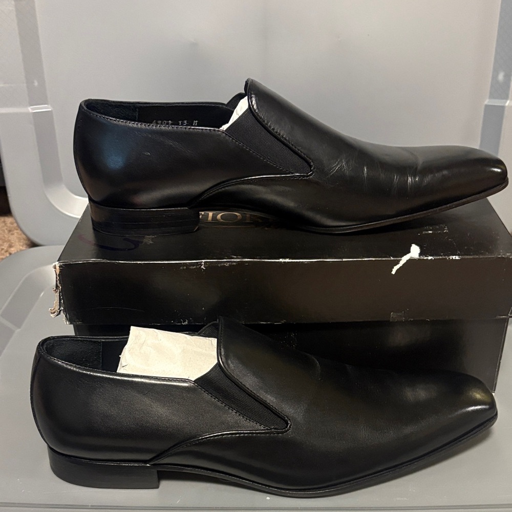 Merchants fiorentini Men's Black Leather Slip-On Loafers